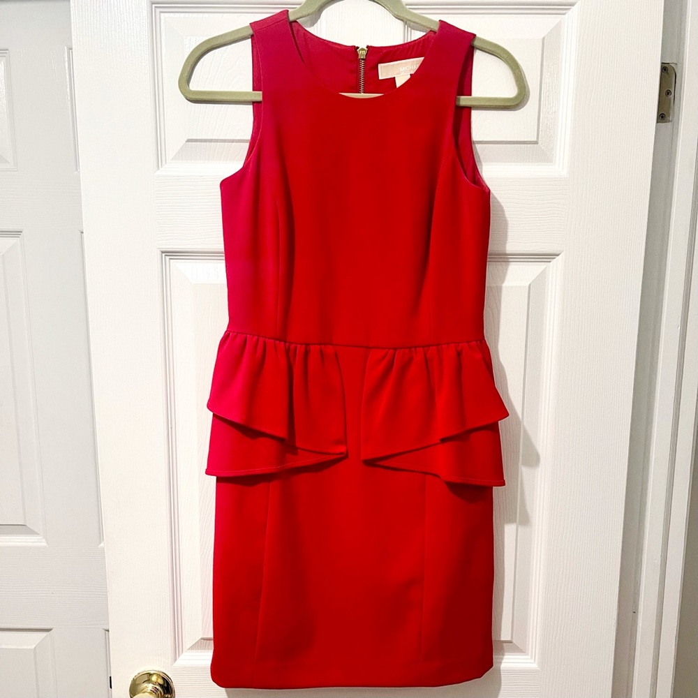 NWOT Michael Kors Red Peplum Dress